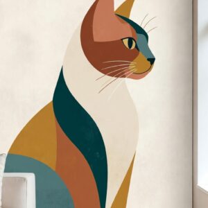 Bohemian Colorful Geometric Cat