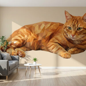 Low Poly Orange Cat Portrait